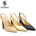 Italian dress diamond patchwork fine pointed high heels